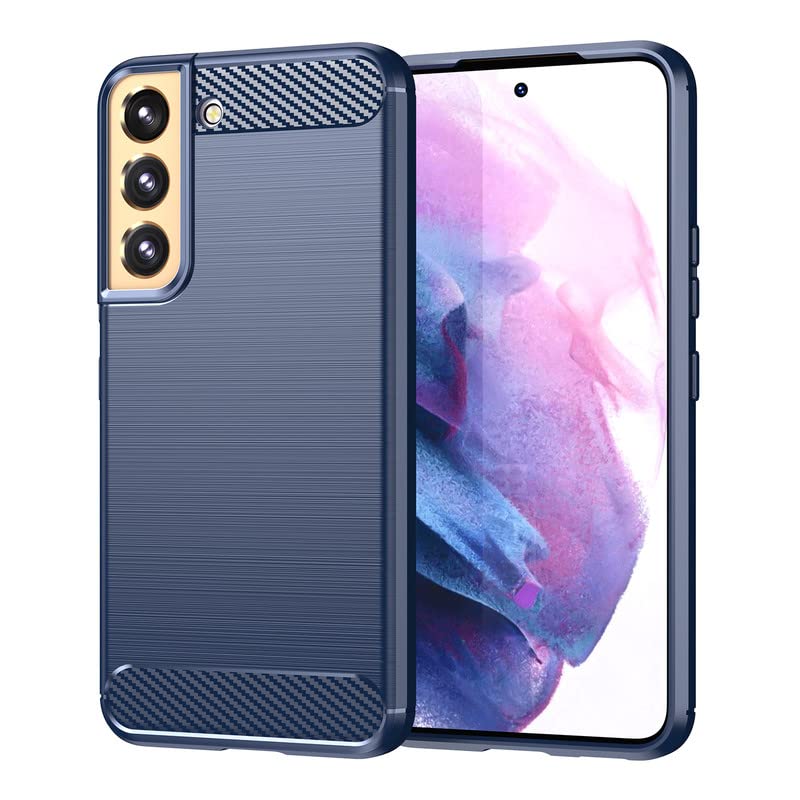 Mobirush Hybrid Carbon Fiber Back Case for Samsung Galaxy S22 Plus (Blue)