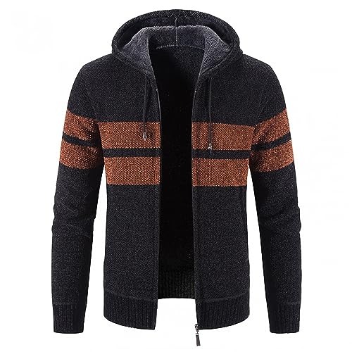 Mens Zip Up Sherpa Lined Fleece Hoodies Cardigans Sweaters Long Sleeve Full Zip Jackets with Pockets2