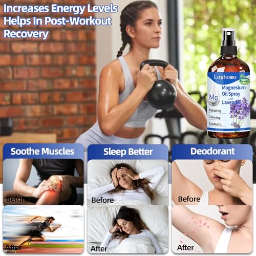 Magnesium Oil,Magnesium Spray Magnesium Oil for Feet,Organic Magnesium Oil Spray with Lavender,Topical Magnesium for Soothing Sore Muscles & Relaxing and Sleep Better,Ultra Concentration-200ML
