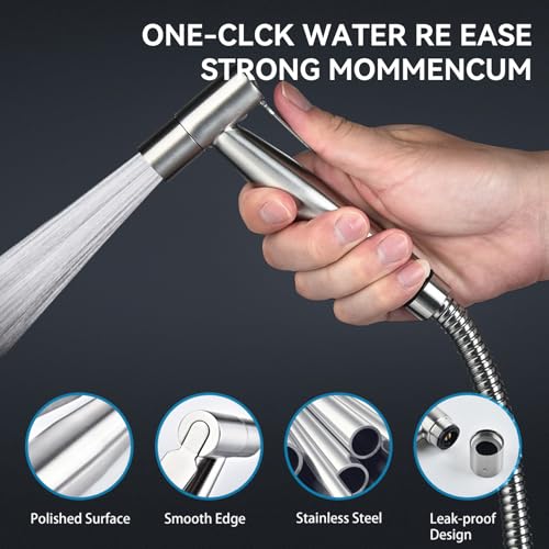 Handheld Bidet Sprayer, 304 Stainless Steel Toilet Hose Spray, Portable Bathroom Bidet for Personal Hygiene and Shower Douche Use - Image 4