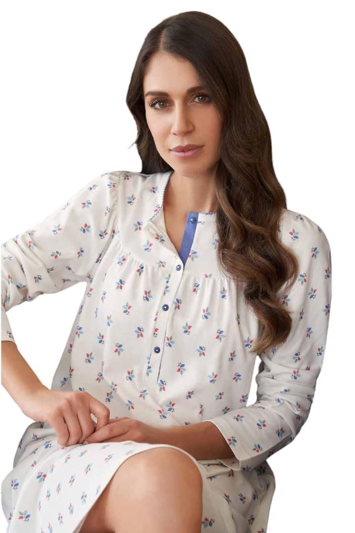 Camicia da Notte in Caldo Cotone Serafino Modello con carrè Marca Linclalor.