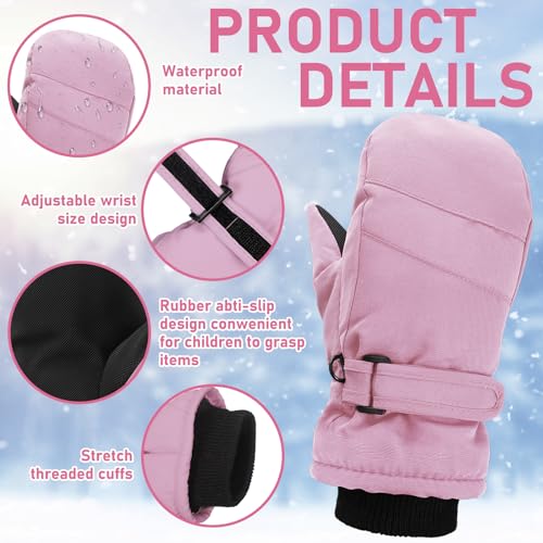 Image of Geyoga 4 Pairs Kids Mittens Waterproof Ski Gloves Boys Girl Warm Snow Winter Mittens for Kids Toddler Outdoor Activities