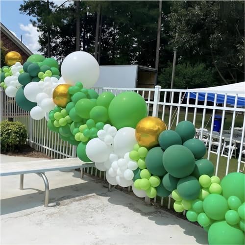 Image of 150pcs Green Balloons Different Sizes Pack, 18 12 10 5 Inch Party Balloon Garland Arch Kit for Birthday Dinosaur Baby Shower Jungle Forest Theme Party Decorations(With 2 Ribbons)