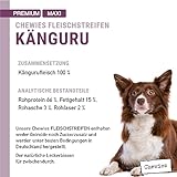 Chewies Fleischstreifen MAXI Hundeleckerli aus 100 % Kängurufleisch - 150 g - luftgetrocknete Känguru Kaustreifen für Hunde - zuckerfrei & getreidefrei - Dörrfleisch vom Känguru