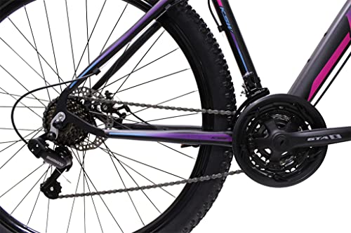 Bicicleta Ksw Aro 29 Feminina Alumínio Freio A Disco 21v Cambio Shimano (17, Preto/Pink e Azul)