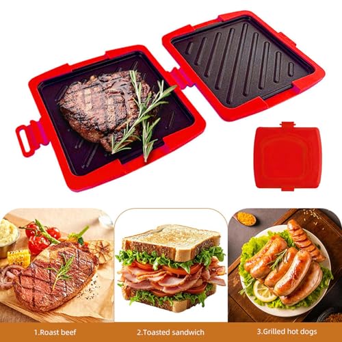 Sandwichpress,Antiaanbak Hittebestendig Draagbaar Kookapparaat - Magnetron Kaas Toaster Toastie Press Pan,Voor Quesadilla Snacks Voedselbereiding Thuis Appartement Studentenkamer Keuken - Image 4