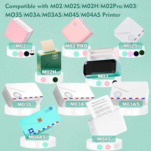 Image of Ponek Self-Adhesive Mini Printer Paper for M02 /T02 /M02 Pro /M02S /M03 /M03AS /M04S Mini Pocket Printer, Sticker Paper for Journal, Photo, Notes, Craft, Black on White, 3 Rolls Thermal Paper 53mm x 3.5m