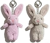 Bunny Plush Keychain for Backpack, 2Pcs Cute Mini Plush Rabbit Keychain Plush Doll Bag Purse Charm Cuddly Animal Keyring Hanging Decoration Pendant Gift for Women Backpack Home Car Decor Party