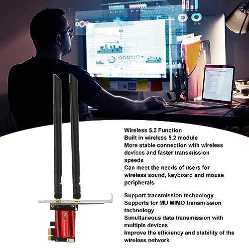 Placa WiFi WiFi 6 PCIe para PC de Mesa, Placa de Rede AX1800 Pro, Bluetooth 5.2, Adaptador Sem Fio d