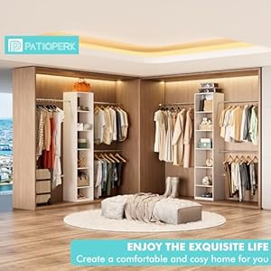 Walk in Closet Organizer System with 3 Extendable Hanging Rods, Built-in Garment Rack with 6 Shelves, Wall Mounted Clothes Organizers Storage Systems for Bedroom Walk in Closet Organizer System with 3 Extendable Hanging Rods Built in Garment Rack with 6 Shelves Wall Mounted Clothes Organizers Storage Systems for Bedroom