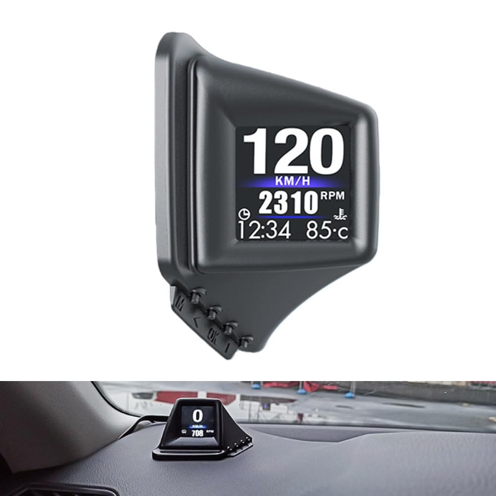 OBD2 - HUD GPS para computadora a bordo, en tiempo real para pantalla de métricas de rendimiento, para montaje en pilar A o tablero