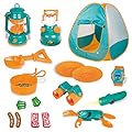 FUN LITTLE TOYS Kids Play Tent, Pop Up Tent with Kids Camping Gear Set, Outdoor Toys Camping Tools Set for Kids, 18 Pieces