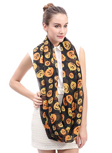 Lina & Lily Halloween Pumpkin Print Women's Infinity Loop Scarf Lightweight3