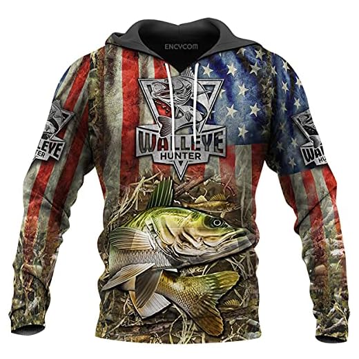 Walleye Fishing on Lake Erie Hoodie - Walleye Fishing Clothes 3d All Over Printed Pullover Walleye Fishing Hoodie, One Size