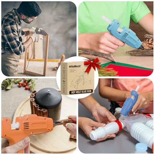 Image of ROMECH 20W Mini Hot Glue Gun with 90 Glue Sticks Set, Fast Preheating Hot Glue Gun Kit Heavy Duty Gluegun for Craft, DIY, Repairs (Cyan)