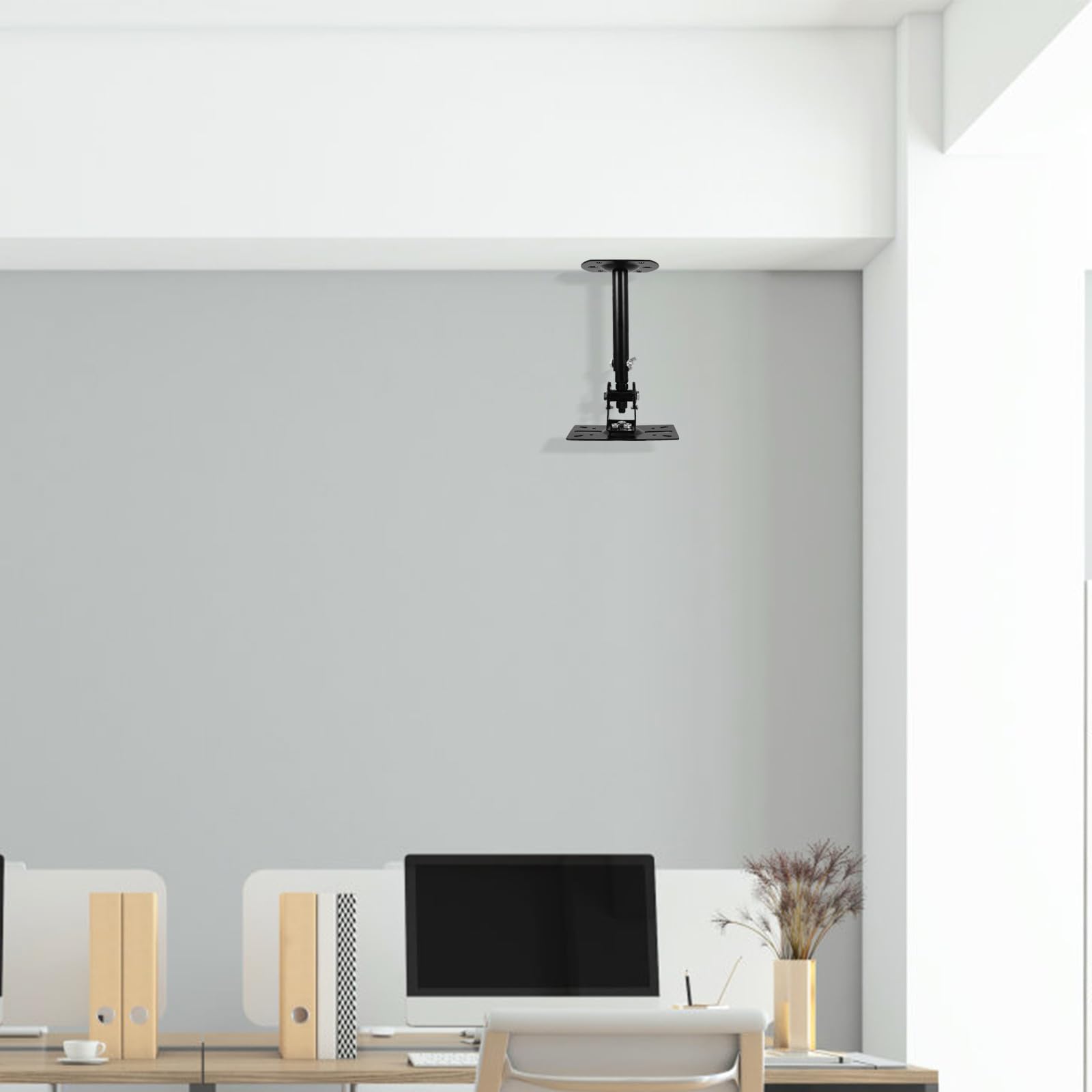 Support D'enceinte Robuste Réglable en Fer pour Plafond et Mur Noir