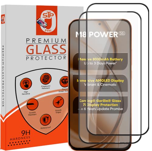 Image of STP FEEL Premium HD+ Tempered Glass Screen Protector Guard Compatible For Poco M8 Power 5G (7 Inch, Pack of 2) | Edge to Edge Coverage With Easy to installation kit for Smartphone