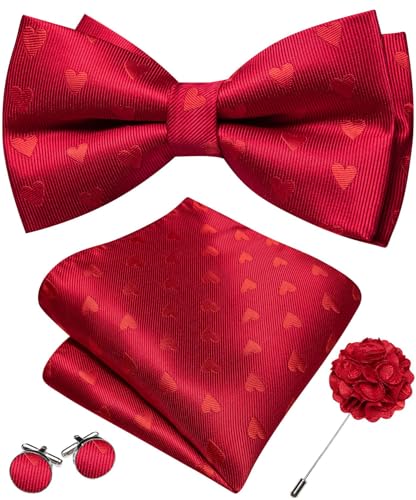 Image of YOHOWA Mens Bow Tie Set Paisley Coloful Pre-tied Bowties Adjustable with Handkerchief Cufflinks Wedding Prom Party