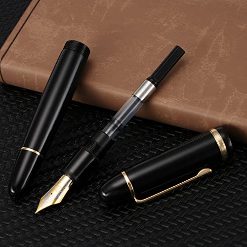 Jinhao X159 Extra Fine Nib Fountain Pen, Black With Golden Clip Acrylic Big Size Writing Pen #TOP5