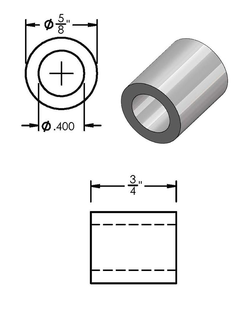 Black Aluminum Spacer 5/8" OD x .4" ID x Choose Your Length, Round Spacer Unthreaded Standoff Bushing Plain Finish, Fits Screws Bolts 3/8" or M10 by Metal Spacers Online (3/4" Length, 100 Pack)