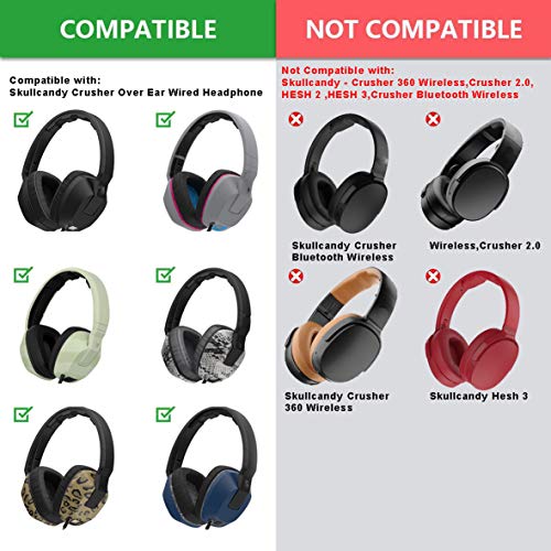 Defean 1 Pairs Black Ear Pads Ear Cushion Cover With Tape Compatible With Skullcandy Crusher Over Ear Wired Built-In Amplifier And Mic Headphone #TOP1