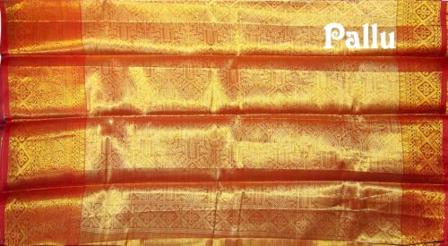 Image of VFCollections Women's Kanchipuram Silk Pure Pattu Sarees With Blouse