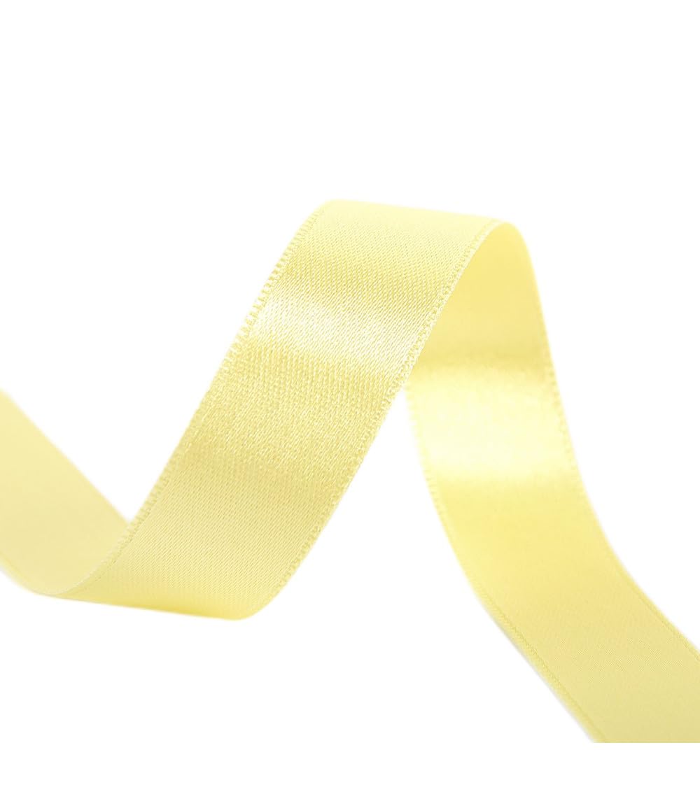 Bobine 40m Ruban Satin Double Face fabriqué en France Jaune Paille - Taille 50mm
