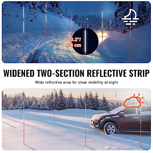 VEVOR 30er-Set Schneestangen 47,8 Zoll (121,5 cm) Auffahrtstangen orange UV-beständige Beschichtung Reflektierende Einfahrtsmarkierung Inkl. 1 Paar Schutzhandschuhe und 1 extralangen Stahlbohrer