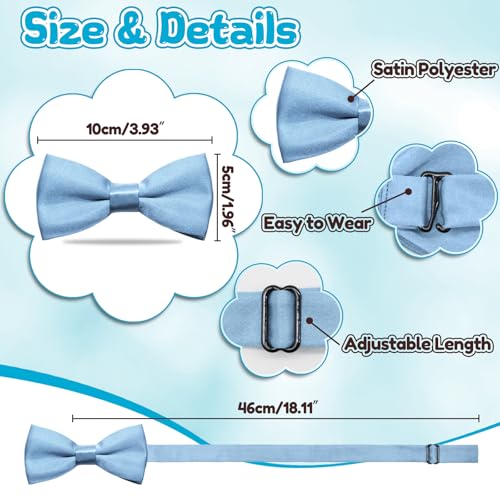 Solid Color Bow Ties for Boys Girls, Adjustable Pre-tied Kids Bowtie for School Wedding Party Concert Church3