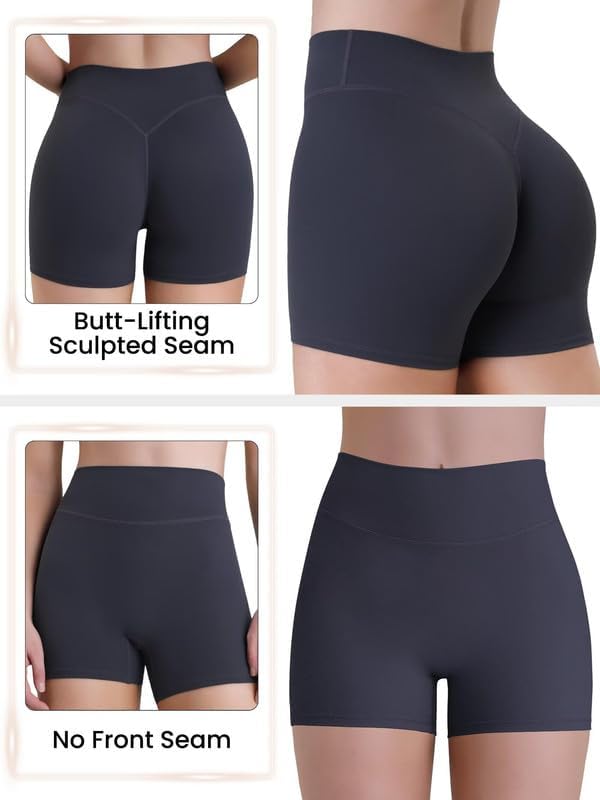 Sunzel Sustainable Butt Lifting Biker Shorts Women, High Waist No Front Seam Tummy Control Booty Scrunch Workout Yoga Shorts - Image 3