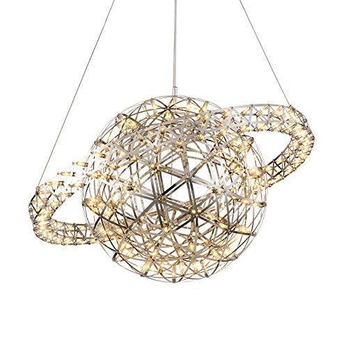 Lustre LED Nordique gypsophile en acier inoxydable poli double couronne