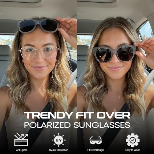 Image of Xfeel Polarized Over Glasses Sunglasses for Women Fitover Sun Glasses | Sunglasses that Fit Over Glasses, UV400 Protection, Outdoor Driving Shades, Over Reading /Prescription Glasses Sunglasses