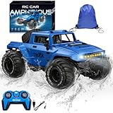 BORSCELLOR Amphibienfahrzeug Ferngesteuertes Auto, 1:16 Ferngesteuerte Monster Truck Wasserdichter für Jungen, Stunt Amphibien RC Auto Car 360° Drehung mit LED Licht für Erwachsene Kinder