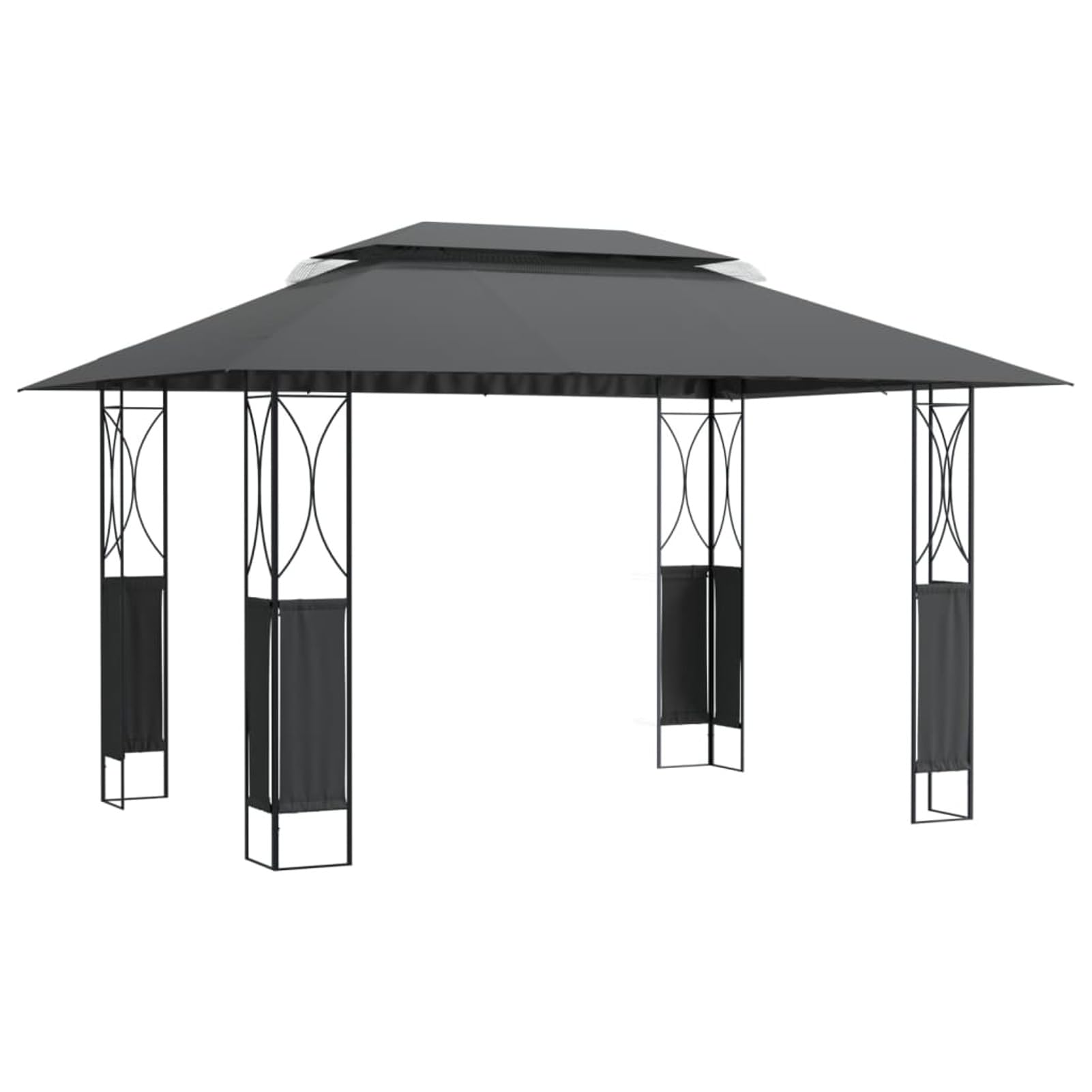 Gazebo con Tetto Antracite 400x300x270 cm Acciaio,Gazebo Pergola con Telo Impermeabile Richiudibile E Struttura Rettangolare in Acciaio Inossidabile Ad Alta Densità,per Arredo Giardino,Terrazzo