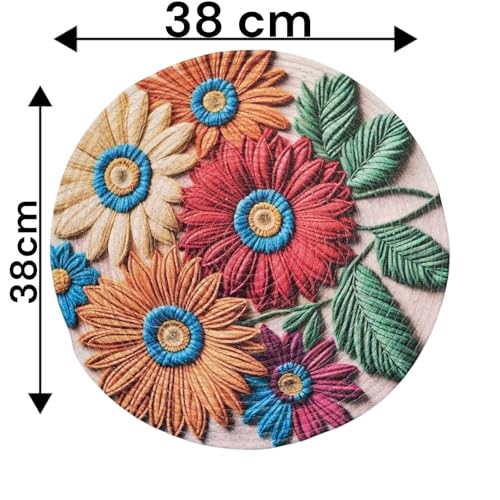 Image of Jute Cotton Round Table Mats Set of 6 - Dining Table mat 6 Pieces Waterproof, Elegant and Durable for Dining Table (Set of 6)
