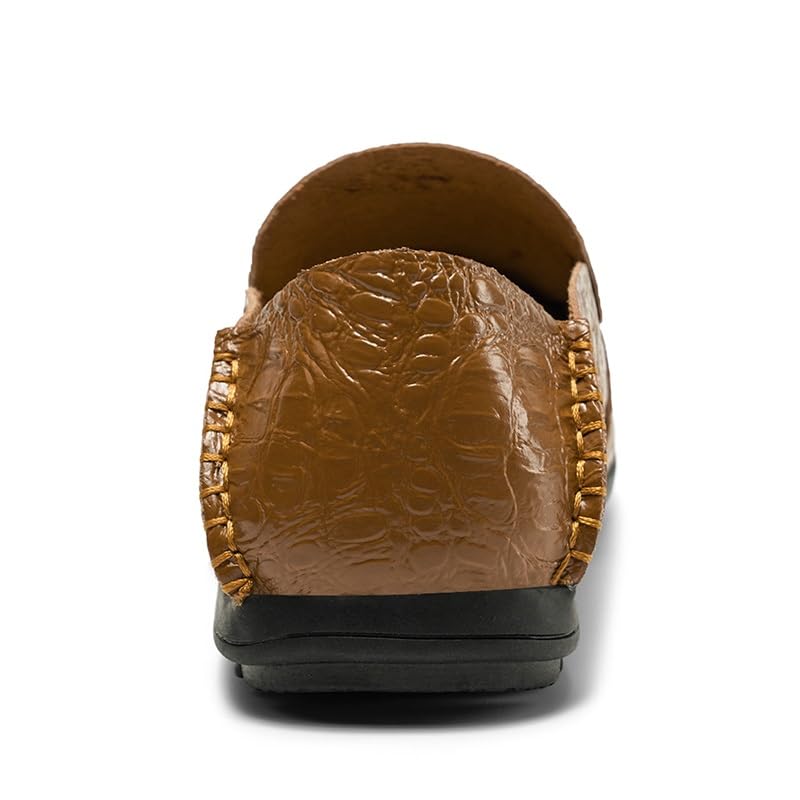 Mens Loafers Shoe Round Toe Solid Color Crocodile Print Leather Slip Resistant Lightweight Comfortable Wedding Outdoor Slip-on4