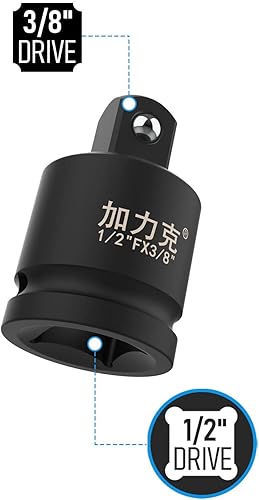 Miniatura 42 de Adaptador de enchufe de impacto y reductor de 1/2 pulgada (F) a 3/4 pulgadas (M) para llave de trinquete, hembra a macho, CR-MO, (mejorada, negro)