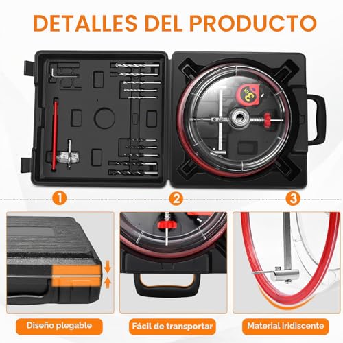 Miniatura 5 de Tnamdan Profesional Cortadora Eficiente De Agujeros Para Sierra Circular Tamaño De Diámetro Ajustable 40-200 Mm Para Orificios De Ventilación,Luces Empotradas En Techos,Paredes Y Suelos