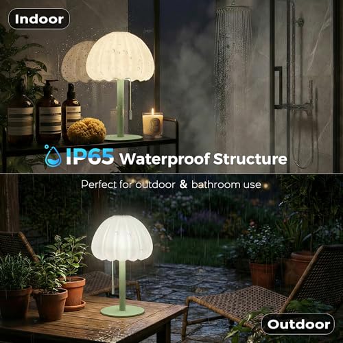 Image of Cordless Shower Lamp No Wiring, 16 RGB Color Changing Waterproof Bathroom Lamp with Remote Control, Dimmable Touch Table Lamp, Rechargeable LED Light for Spa-Like Shower Living Room Home Decor - Green