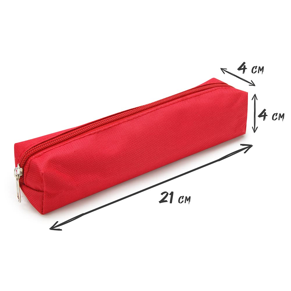WAYTEX Multi-Purpose Small Rectangular Pencil Case 21 x 4 x 4 cm Soft Textile, Red, School Pencil case - Image 3
