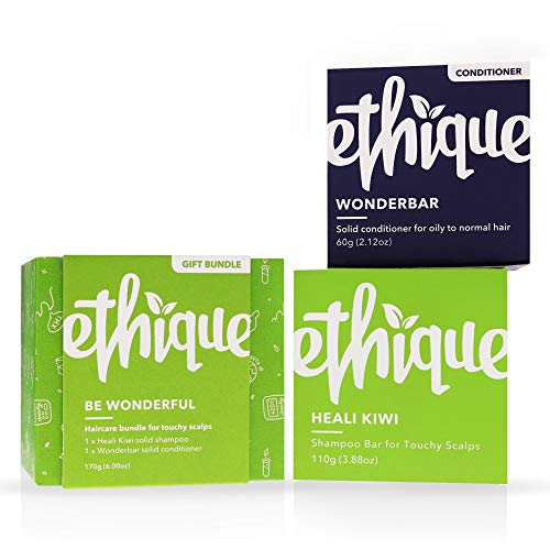 Ethique Shampoo and Conditioner Set for Itchy Scalps, Be Wonderful (Heali Kiwi & Wonderbar) - Sustainable, Natural, 100% Soap Free, Vegan, Plant Based, Eco-Friendly 100% Compostable, Zero Waste, 6oz