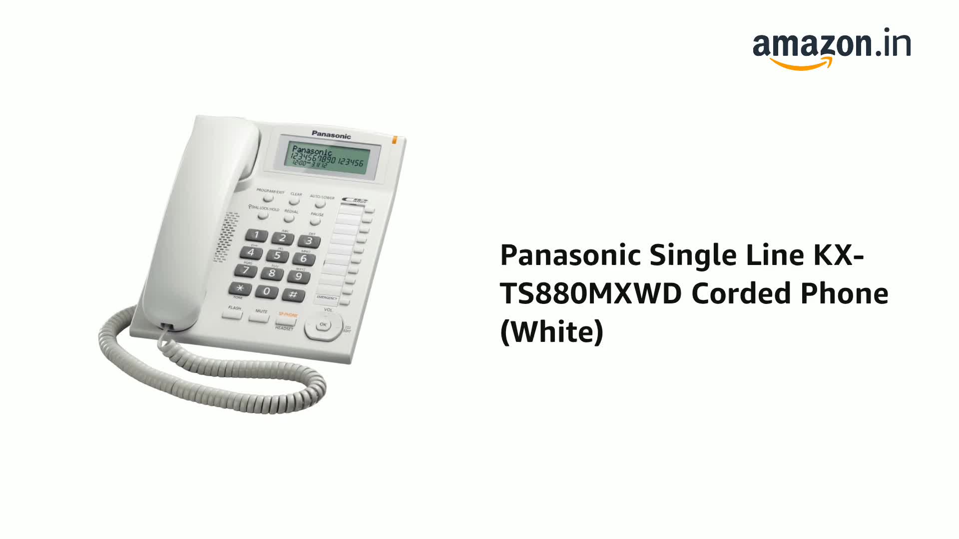 Panasonic Single Line KX-TS880MXWD Corded Phone (White) : Amazon
