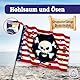 Liontouch Piratenflagge - Kapitän Rotstreifen - 100 x 70 cm | Kinderspielzeug für Drinnen & Draußen mit Roten & Weißen Streifen & Totenkopf | Kinder Abenteuerzubehör für die Karibik