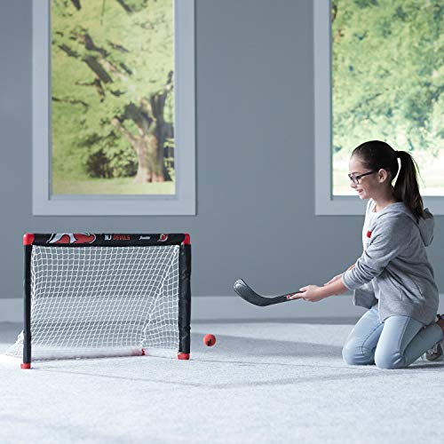 Franklin Sports New Jersey Devils Mini Hockey Set - Knee Hockey Goal, Ball, & 2 Hockey Stick Combo Set - Mini Goal Net - Nhl Official Hockey Set , 28" X 20" X 12" #TOP5