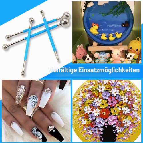 SPEEDWOX Abdichtungswerkzeug Metallkugel 4 Stück Polymer Ton Werkzeug Kit Fugenveredelung für Fliesen Fugenbeschichtung Dichtstoff Finishing Fondant Kuchen Papier Blume Dekorier DIY Werkzeug Set