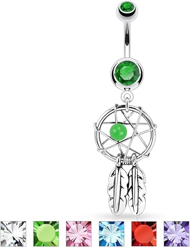 Joyería de joyería para atrapasueños de acero quirúrgico con diseño de estrella tejida de acero quirúrgico para ombligo, 0.49oz, Mod-RTY-895-861