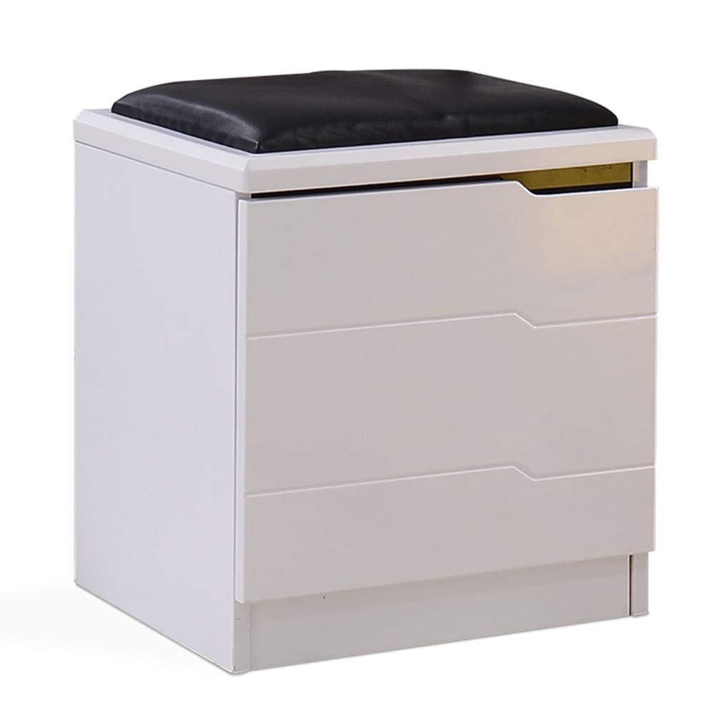 Repose-pieds ottoman blanc en simili cuir avec coffre de rangement pratique