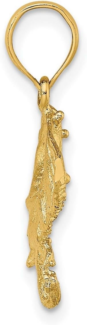 JewelryWeb 15.25mm 10k Solid Yellow Gold 2-d Stingray Charm Pendant Necklace for Women - Image 3