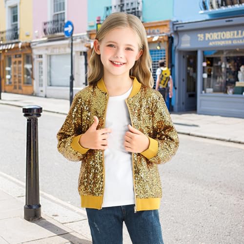 Sequin Bomber Jackets Girls Long Sleeve Zip up Jacket for Kids Birthday Christmas Shiny Fashion Clothes4