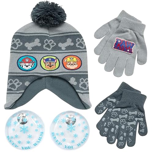 Image of Nickelodeon Boys Paw Patrol Winter Hat, 2 Pair Gloves or Mittens (Toddler /Little Boys)